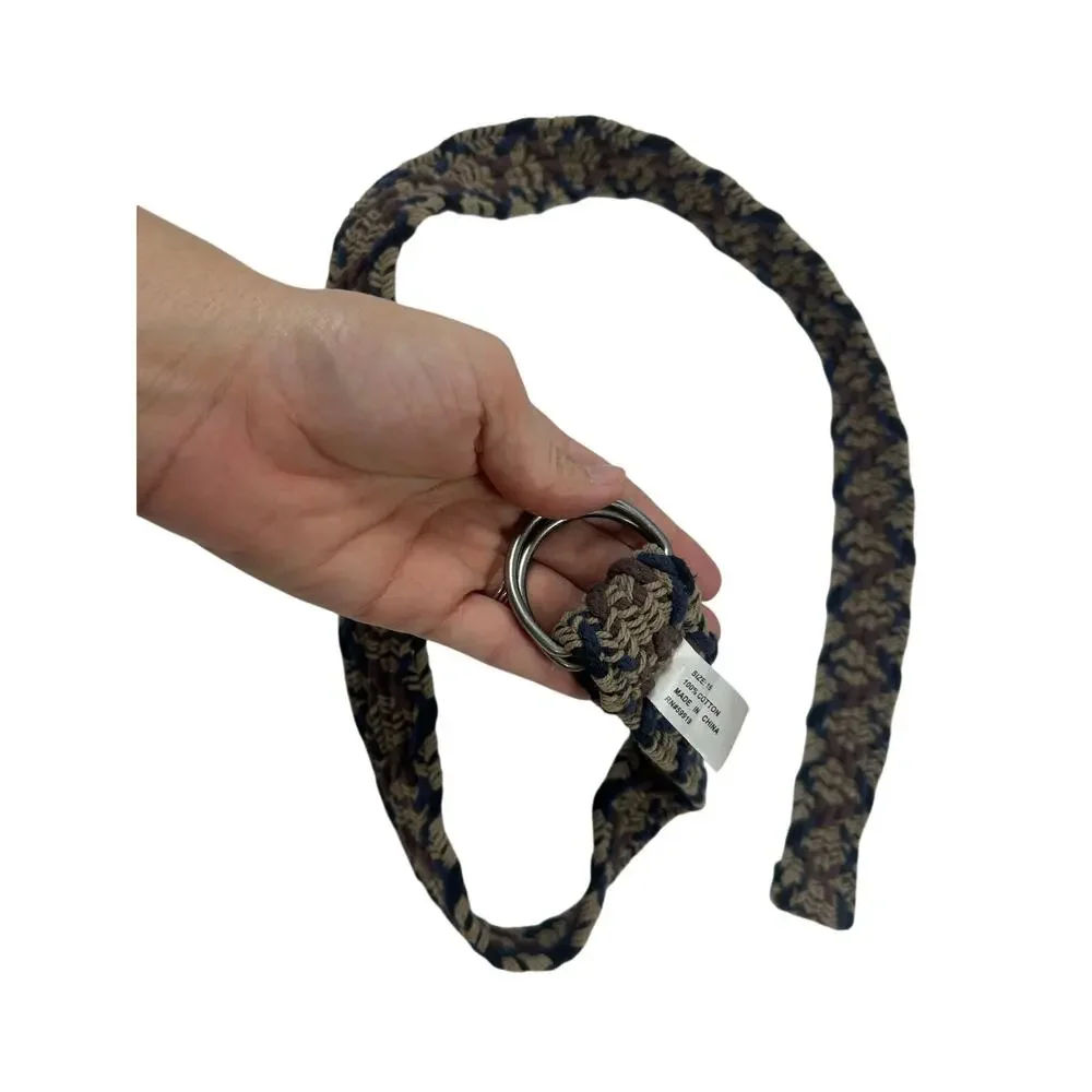 Cotton Braided Rope Belt- Silver Buckles Sz 16- 44.5x2